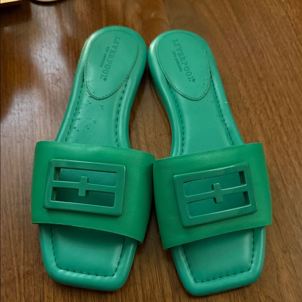 Liverpool Vibrant Green Slide Sandals